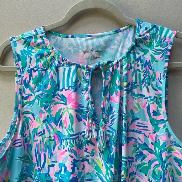 Lilly Pulitzer Johana Cover Up Blue Ibiza Cabana Stretchy Swim Dress Size XL - Picture 3 of 10
